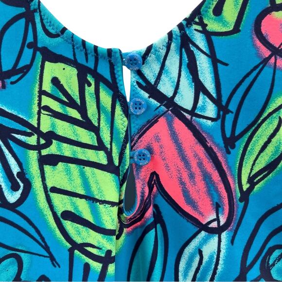 Aerie One Piece Full Coverage Tropical Heart Print Turquoise Blue Swimsuit Med - Picture 5 of 10